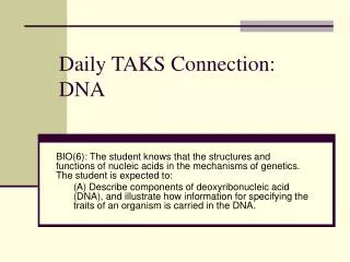 Daily TAKS Connection: DNA