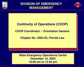 DIVISION OF EMERGENCY MANAGEMENT