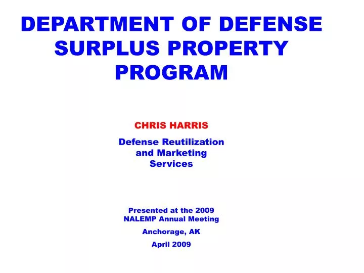 department of defense surplus property program