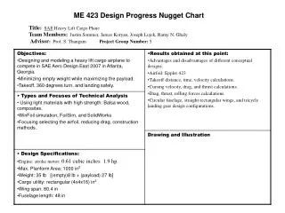 ME 423 Design Progress Nugget Chart