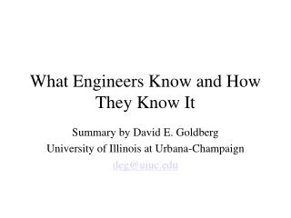 What Engineers Know and How They Know It