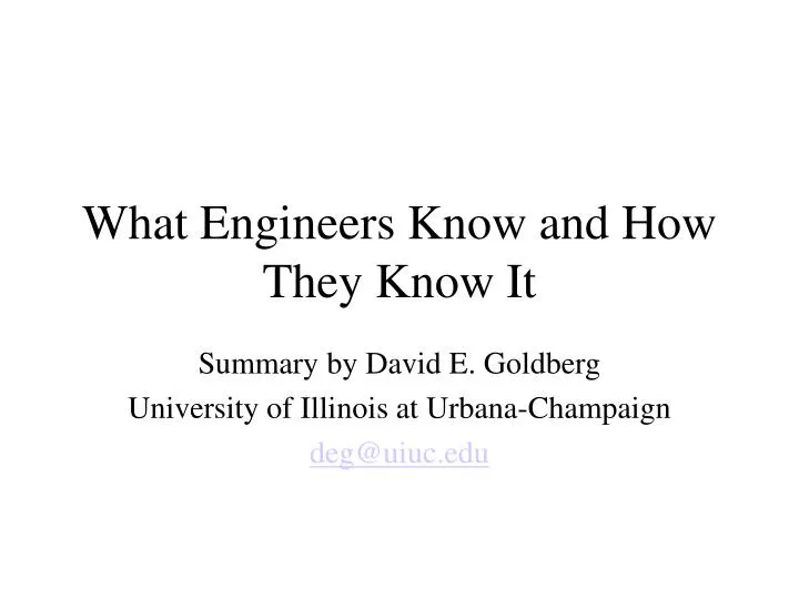 what engineers know and how they know it