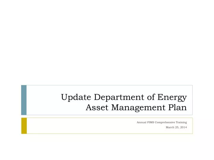 update department of energy asset management plan