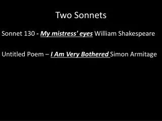 Two Sonnets