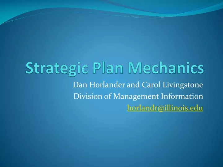 strategic plan mechanics