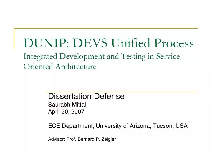 dunip devs unified process integrated development and testing in service oriented architecture
