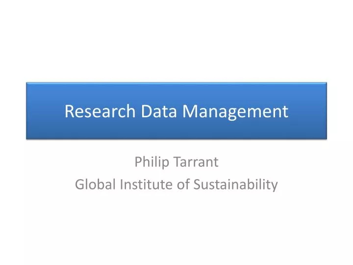 research data management
