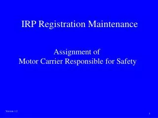 IRP Registration Maintenance