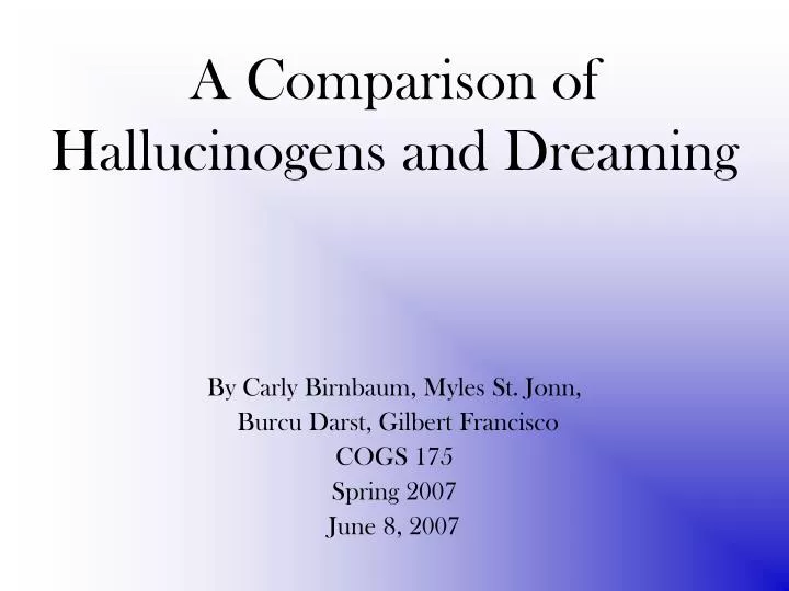 a comparison of hallucinogens and dreaming