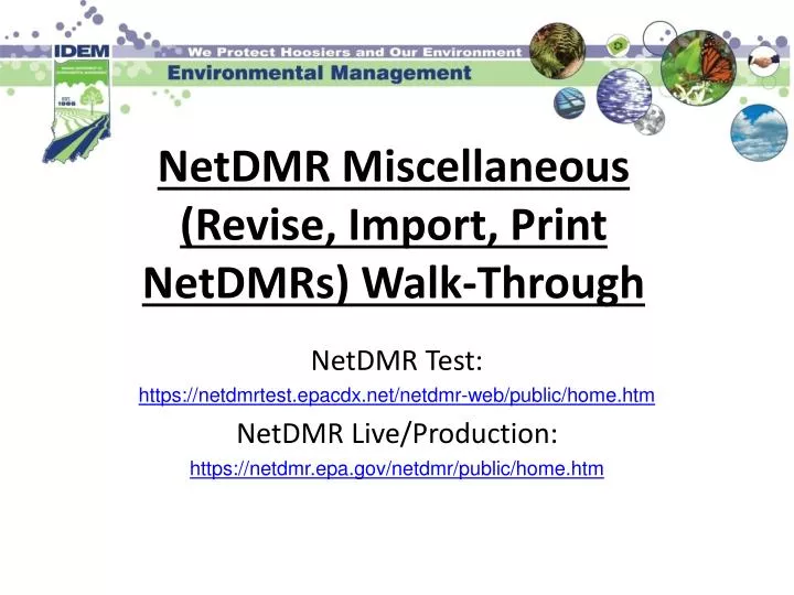 netdmr miscellaneous revise import print netdmrs walk through