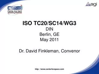 ISO TC20/SC14/WG3 DIN Berlin, GE May 2011