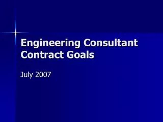 Engineering Consultant Contract Goals