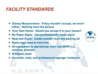 FACILITY STANDARDS