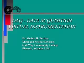 DAQ - DATA ACQUISITION VIRTUAL INSTRUMENTATION