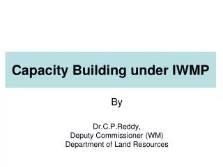 capacity building under iwmp