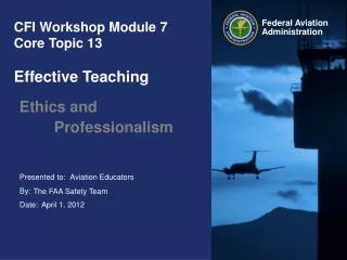 CFI Workshop Module 7 Core Topic 13 Effective Teaching