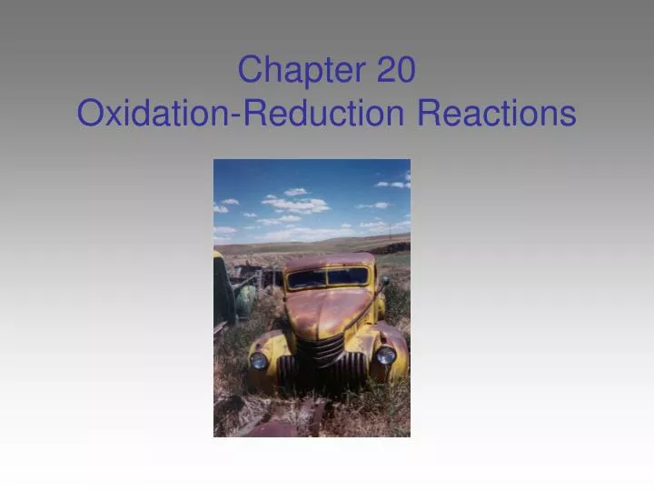chapter 20 oxidation reduction reactions