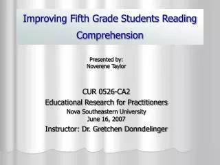 Improving Fifth Grade Students Reading Comprehension
