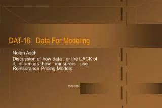 DAT-16 Data For Modeling