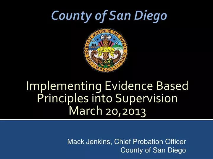 implementing evidence based principles into supervision march 20 2013