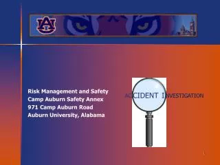 Risk Management and Safety Camp Auburn Safety Annex 971 Camp Auburn Road