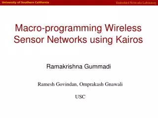 Macro-programming Wireless Sensor Networks using Kairos