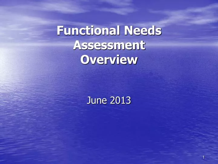 functional needs assessment overview