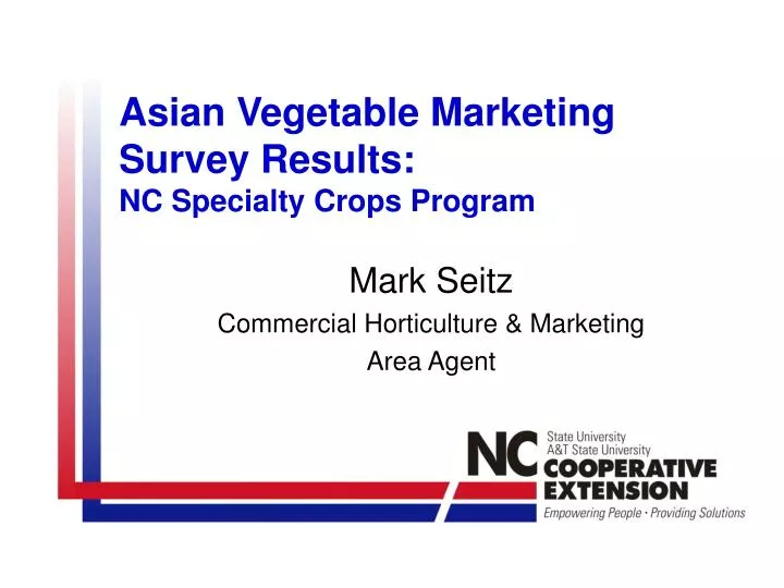 asian vegetable marketing survey results nc specialty crops program