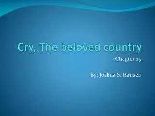 Cry, The beloved country