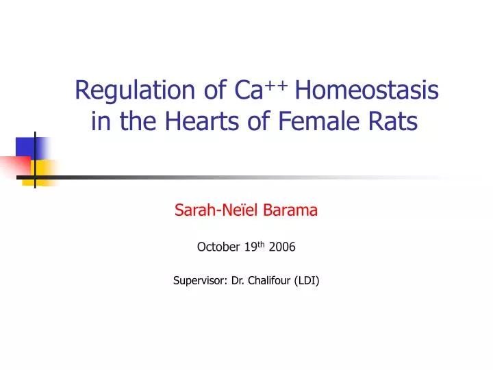 regulation of ca homeostasis in the hearts of female rats
