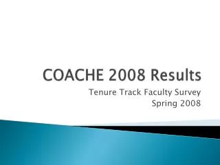 COACHE 2008 Results