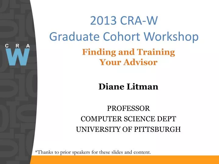 2013 cra w graduate cohort workshop