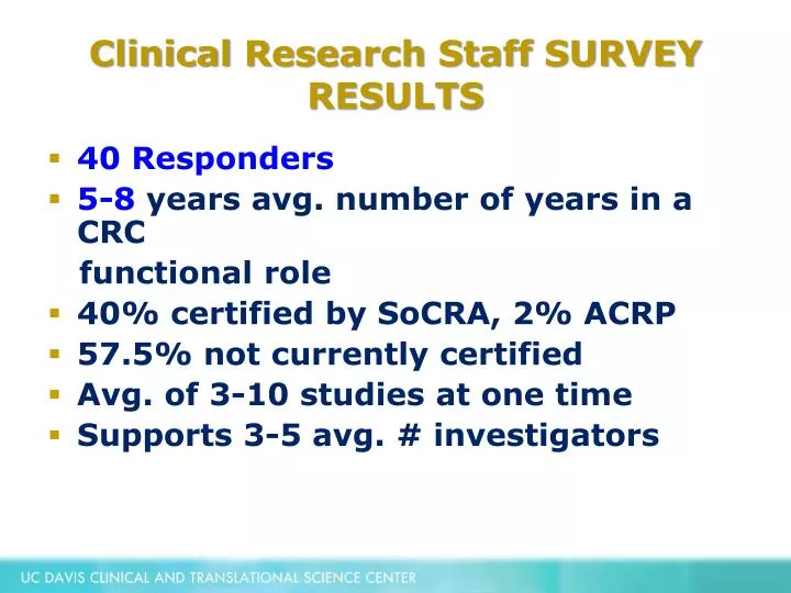 clinical research staff survey results