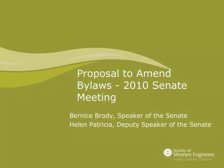 proposal to amend bylaws 2010 senate meeting