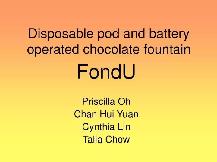 disposable pod and battery operated chocolate fountain