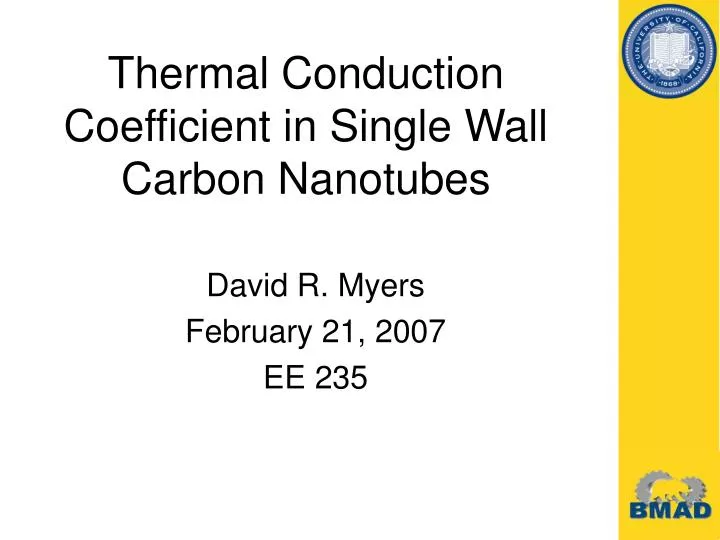 thermal conduction coefficient in single wall carbon nanotubes
