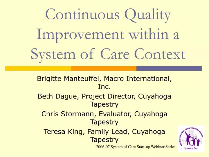 continuous quality improvement within a system of care context