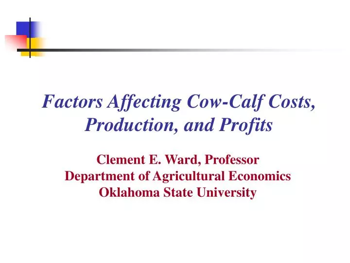 factors affecting cow calf costs production and profits
