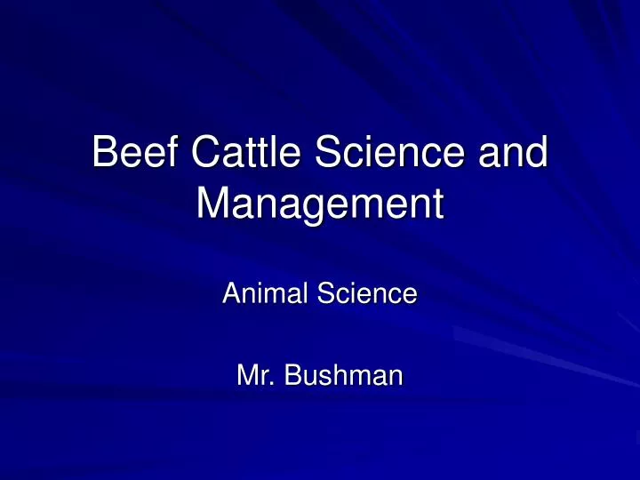 beef cattle science and management