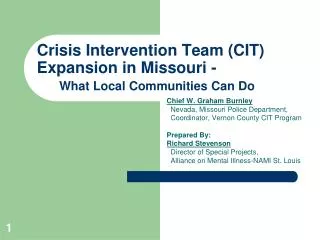 Crisis Intervention Team (CIT) Expansion in Missouri - What Local Communities Can Do
