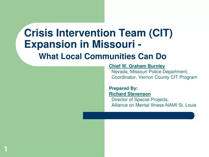 crisis intervention team cit expansion in missouri what local communities can do
