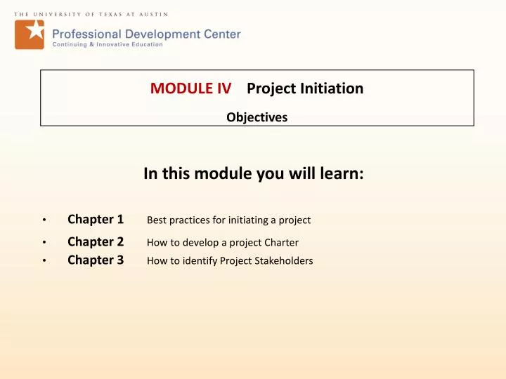 module iv project initiation objectives
