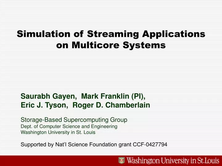simulation of streaming applications on multicore systems