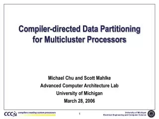 Compiler-directed Data Partitioning for Multicluster Processors