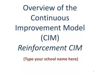 Overview of the Continuous Improvement Model (CIM) Reinforcement CIM