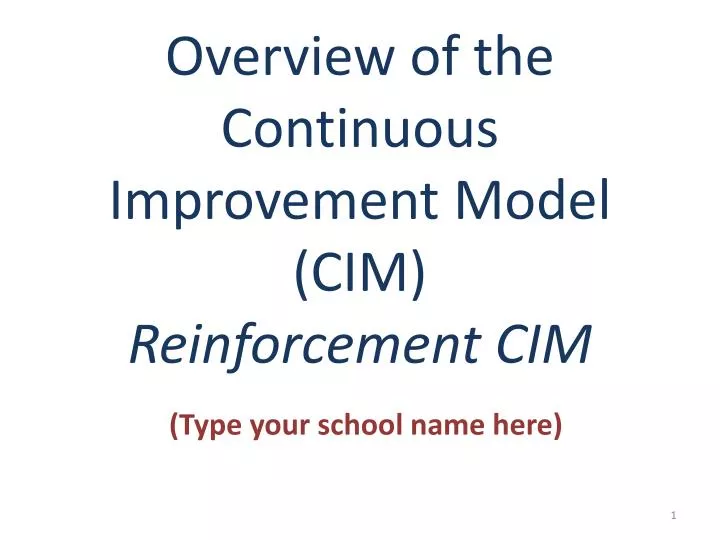 overview of the continuous improvement model cim reinforcement cim
