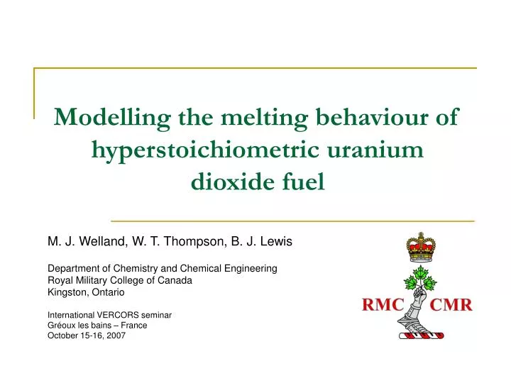 modelling the melting behaviour of hyperstoichiometric uranium dioxide fuel