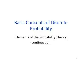 basic concepts of discrete probability