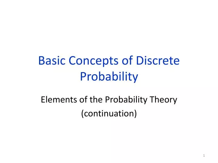 basic concepts of discrete probability