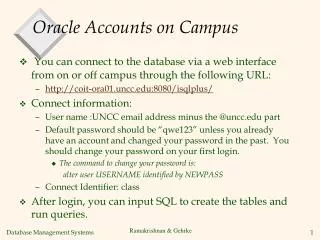 Oracle Accounts on Campus